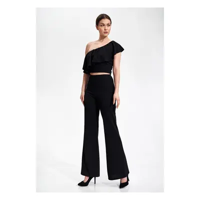 Crop top halenka s volánem M875 FIGL Barva: Černá