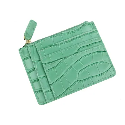 Koženkový mini cardholder Barva (Varianta): zip croco green