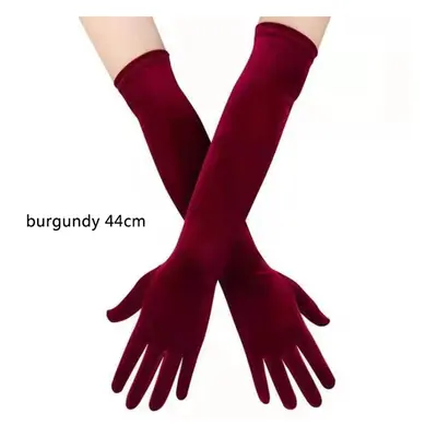 Dlouhé sametové rukavice Barva (Varianta): Burgundy 44CM