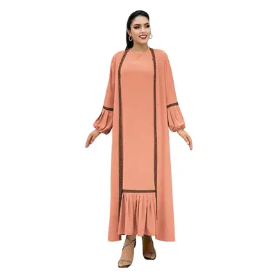 Dlouhé šaty Abayas 2v1 Muslim Dress Barva: Růžová