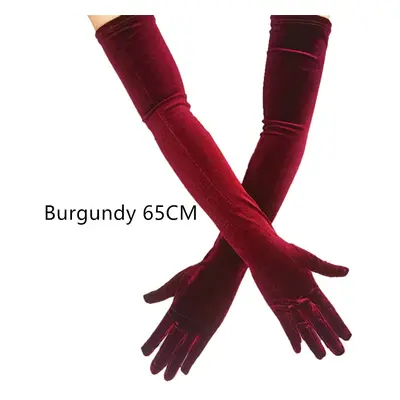 Dlouhé sametové rukavice Barva (Varianta): Burgundy 65CM