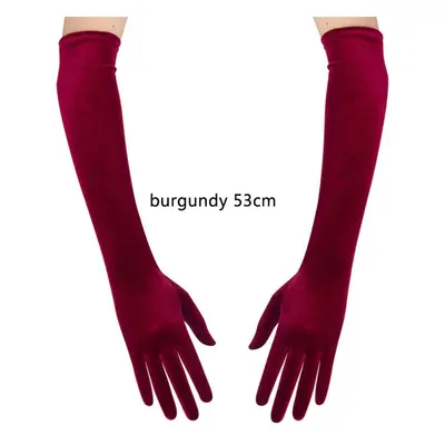 Dlouhé sametové rukavice Barva (Varianta): Burgundy 53CM