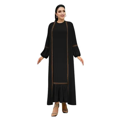 Dlouhé šaty Abayas 2v1 Muslim Dress Barva: Černá