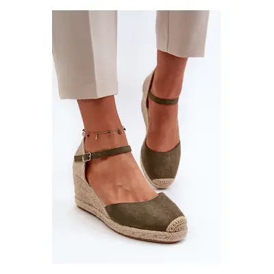 Suede Espadrilky sandály na klínu Cammer Barva: Zelená