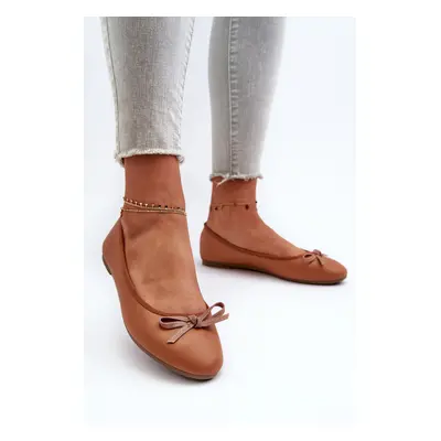 Baleríny z ekologické kůže s mašlí Camel Sandal Barva: Hnědá