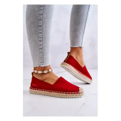 Espadrilky Na Pletené Podrážce Big Star HH274501 Barva: Červená