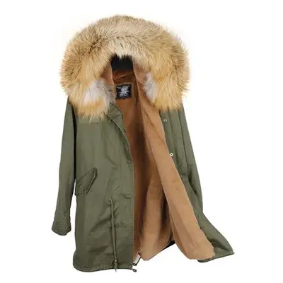 Zimní unisex parka s pravou kožešinou mýval