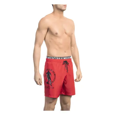 Pánské kraťasy BKK1MBM07 Bikkembergs Beachwear Barva: Červená