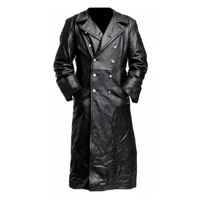 Pánský trench coat koženého vzhledu Barva: Černá