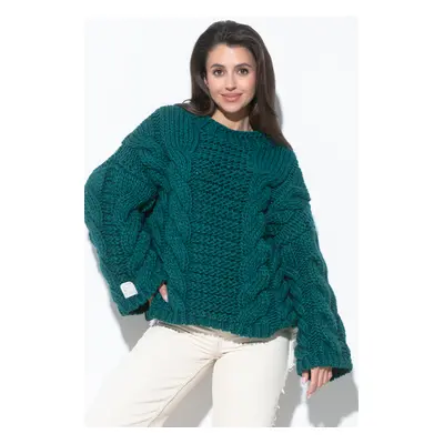 CHUNKY KNIT svetr se silnými kabely F780 Barva: Zelená