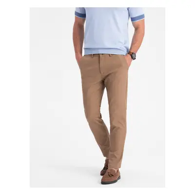 Pánské SLIM FIT chino kalhoty hnědé V2 - ESPIR Barva: Světle Hnědá