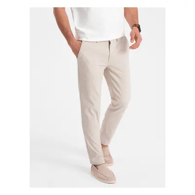 Pánské SLIM FIT chino kalhoty hnědé V2 - ESPIR Barva: Krémová