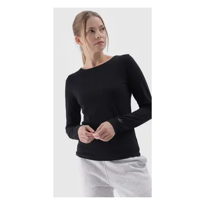 Hladké Tričko S Dlouhým Rukávem Longsleeve 4F 4FWMM00TLONF376-10S Barva: Černá