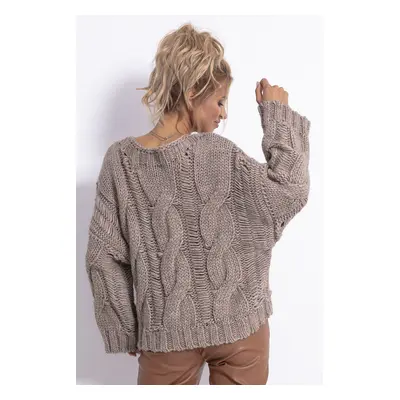 Oversize svetr CHUNKY KNIT F776 Barva: Kapučínová