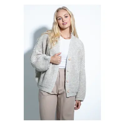 Oversize zapínací cardigan F1705 Barva: Béžová