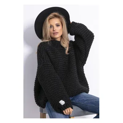 CHUNKY KNIT volný, pruhovaný svetr F790 Barva: Černá