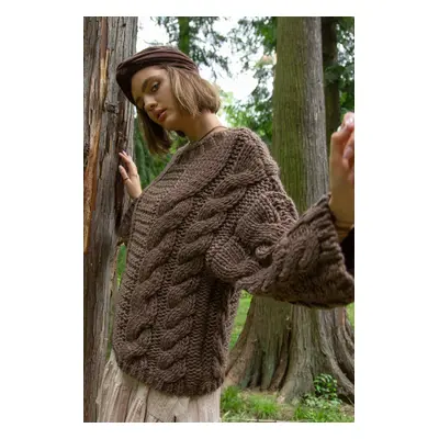 CHUNKY KNIT svetr se silnými kabely F780 Barva: Hnědá