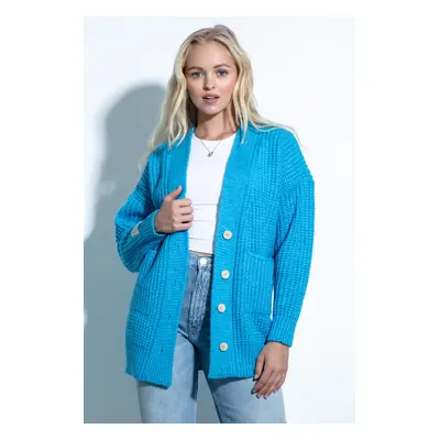 Zapínací cardigan F1695 Barva: Modrá