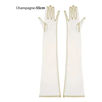 Průhledné rukavice různé délky Barva (Varianta): 55cm Champagne