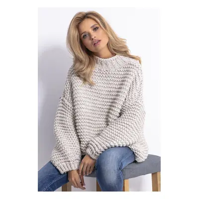 CHUNKY KNIT volný, pruhovaný svetr F790 Barva: Béžová