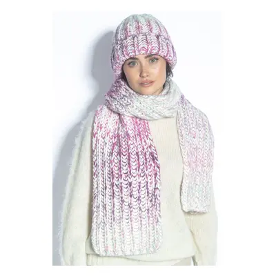 Vlněný set čepice a šála chunky knit F1768 Barva: Růžová