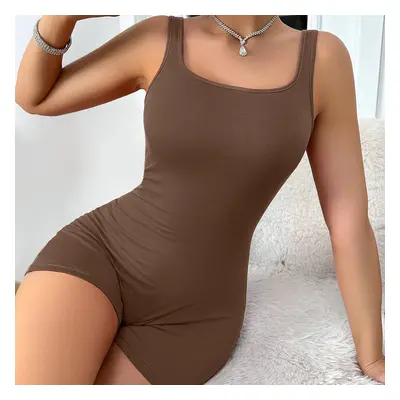 Bodycon overal s ramínky Barva: Hnědá