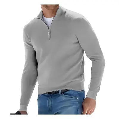 Pánský svetr se zipem Casual Sweater Barva: Světle Šedá