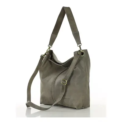 Kožená taška přes rameno s širokým uchem hobo bag Barva: Khaki