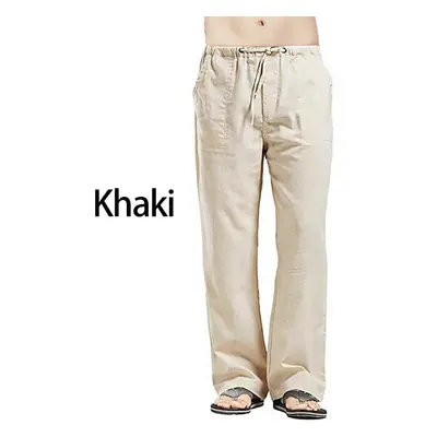 Lněné široké kalhoty unisex Barva: Khaki