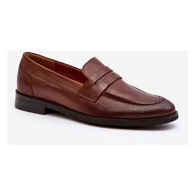 Mužské kožené polobotky Loafer Zazoo 1570/1 Barva: Hnědá