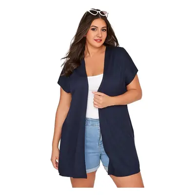 Dámský kimono kardigan volný plus size Barva: Tmavě Modrá