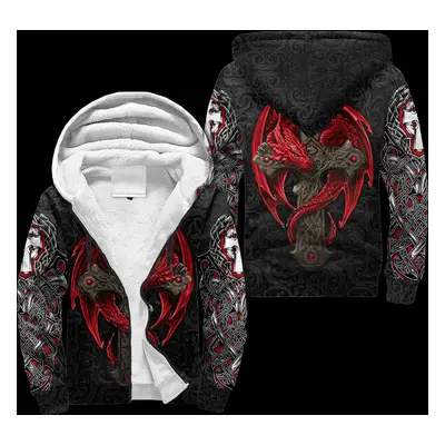 Mikina s 3D potiskem Skull Dragon Tattoo CS345