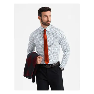 Pánská košile SLIM FIT jemného vzoru - V1 - ESPIR Barva: Bílá