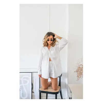 Košile v Boyfriend stylu oversize střihu LA079 Barva: Bílá