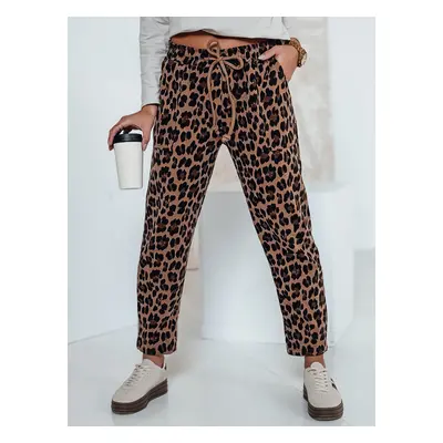 Dámské kalhoty oversize PANTHERIN chino střih s vázáním zvířecí vzor leopard UY2282 Barva: Barev