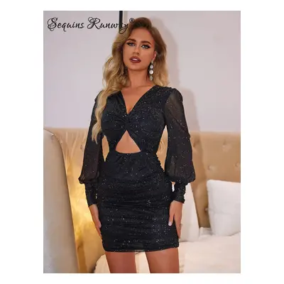 Plesové mini šaty Sequins SQ911 Barva: Černá