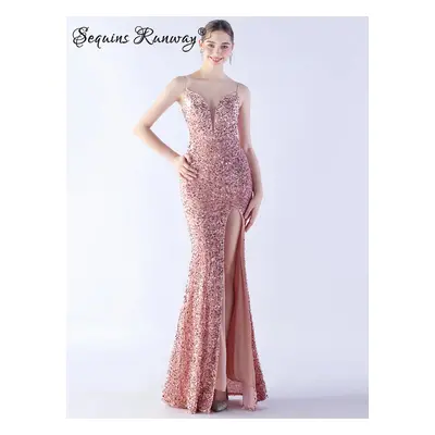 Dlouhé plesové šaty Sequins SQ1147 Barva: Růžová