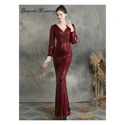 Plesové šaty dlouhé Sequins SQ1203 Barva: Vínová