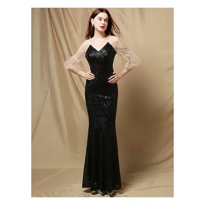 Sexy společenské šaty maxi Sequins SQ1049 Barva: Černá