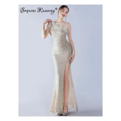 Plesové šaty dlouhé Sequins SQ1204 Barva: Aprikotová