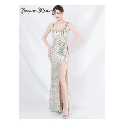 Dlouhé plesové šaty Sequins SQ1131 Barva: Stříbrná