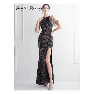 Sexy večerní šaty maxi Sequins SQ1065 Barva: Černá