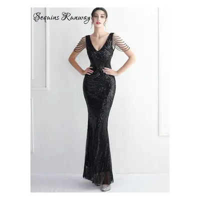 Sexy večerní šaty maxi Sequins SQ1075 Barva: Černá