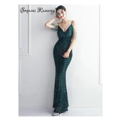 Sexy večerní šaty maxi Sequins SQ1072 Barva: Zelená