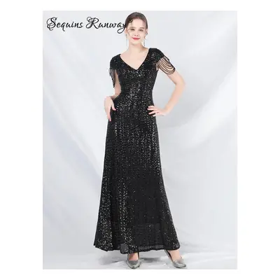 Sexy svatební šaty maxi Sequins SQ1097 Barva: Černá