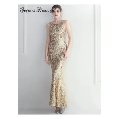 Dlouhé společenské šaty Sequins SQ896 Barva: Zlatá