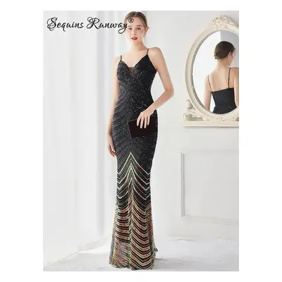 Sexy společenské šaty maxi Sequins SQ1061 Barva: Černá