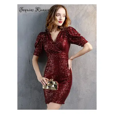 Společenské mini šaty Sequins SQ944 Barva: Vínová