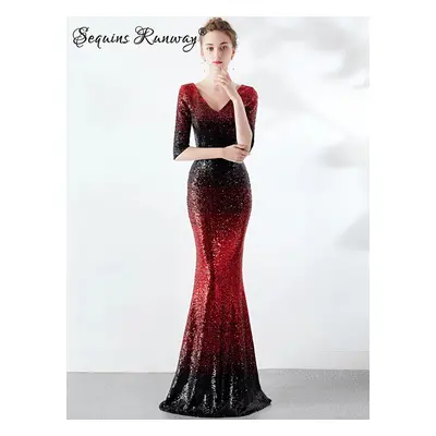 Sexy svatební šaty maxi Sequins SQ1089 Barva: Červená