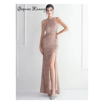 Sexy večerní šaty maxi Sequins SQ1065 Barva: Zlatá